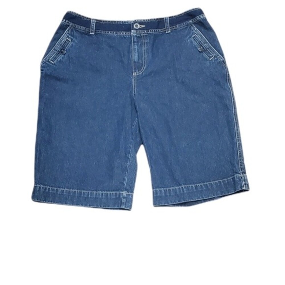 Womens Midrise dark Denim blue Sonoma Bermuda Casual jeans shorts size large